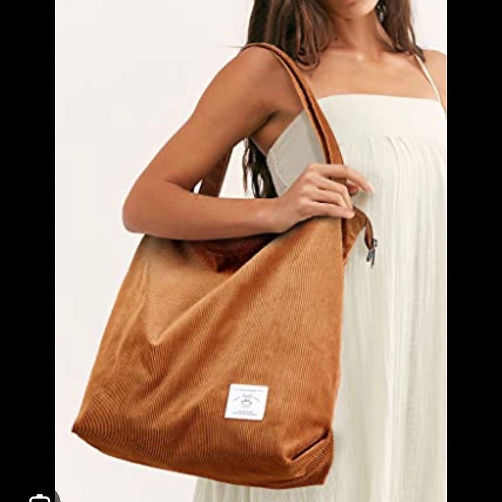 Chic Brown Corduroy Tote Bag